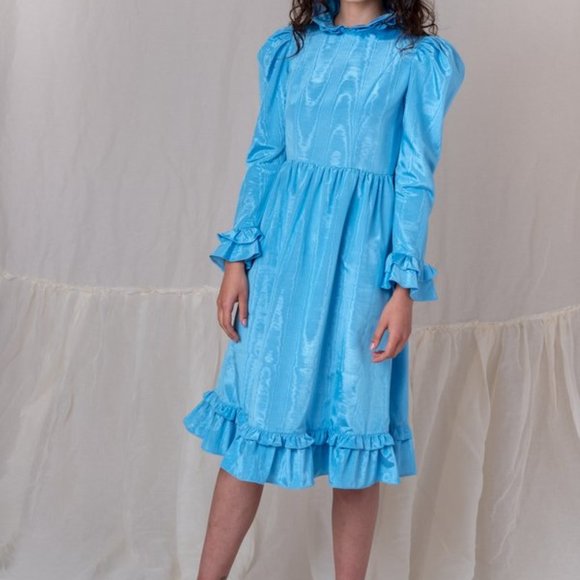 Batsheva Prairie Dress in Blue Moire - Picture 2 of 3